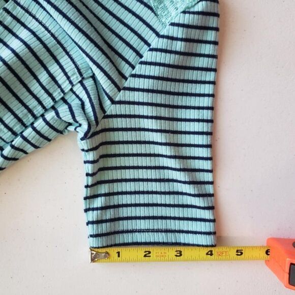 Mudd Green & Blue Striped Short Sleeved Top Size 8 - Picture 10 of 12